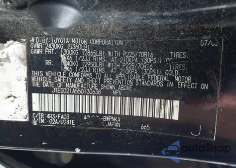 2005 Toyota Highlander z USA, uszkodzony, nr VIN JTEGD21A550130638